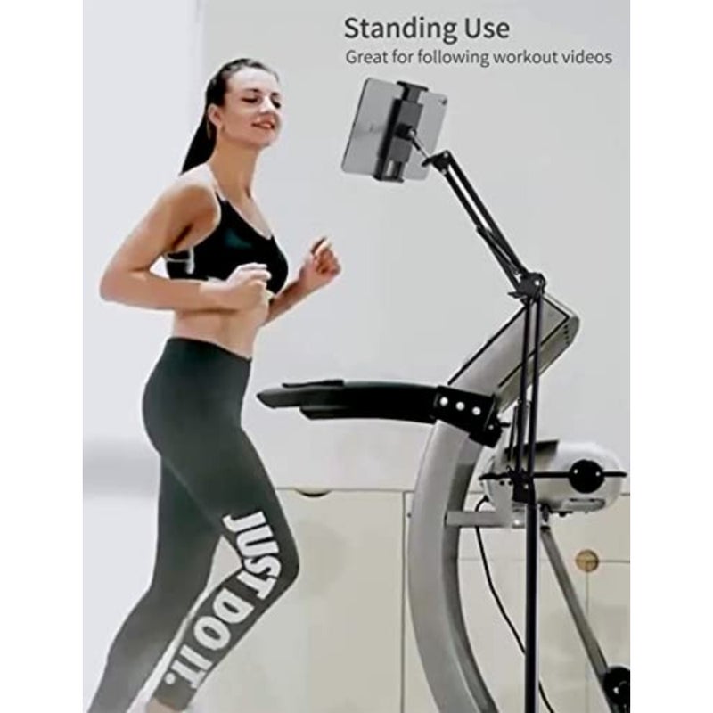 Tablet Floor Stand with Double Weight Base, Overhead Bed Phone Mount Height Adjustable Arm Stretchable Stand Holder, Compatible with iPad Mini Air Pro, Galaxy Tab, Kindle, Switch, Cell Phones - Image 4