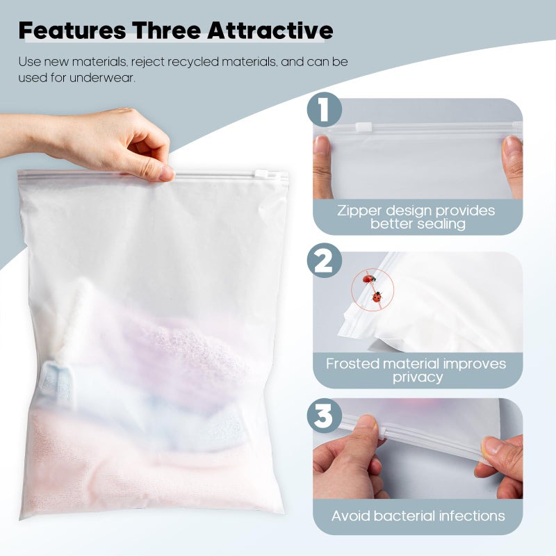 Motomy 100pcs Clothing Packaging Bags for Shipping - 10x13 Inch Plastic Frosted Bags for Travel Storage or Small Businesses- Zipper Apparel Bag for Shirts, Socks, Underwear, and Documents -No Vent Holes - Image 5