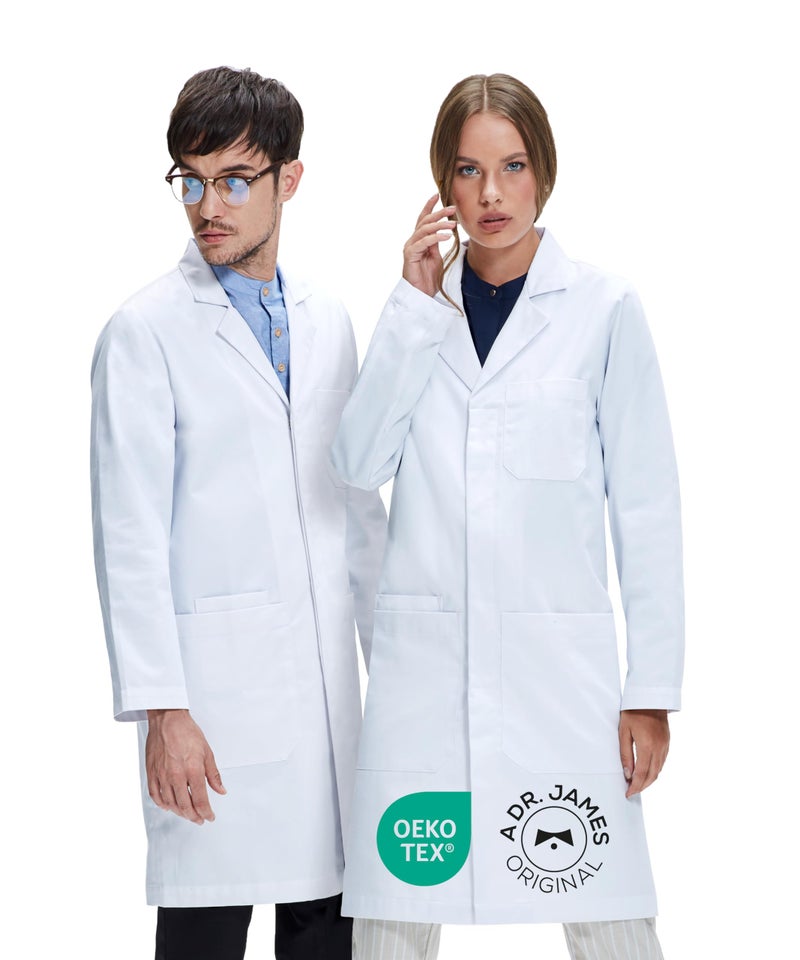 Dr. James Premium Unisex Lab Coat for Men & Women, Phone & Tablet Pockets, Classic Fit, Concealed Snap Closing, 39" Length (5XL (Men 5XL / Women 6XL)) - Image 5