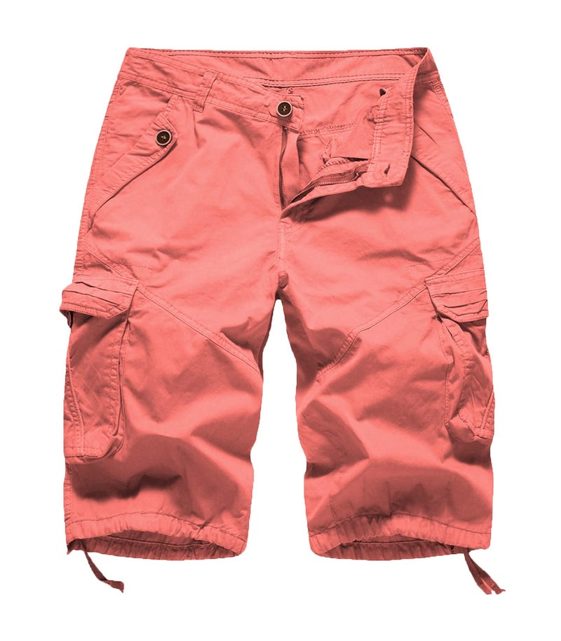 Women's Cotton Lightweight Multi Pockets Sport Outdoor Hiking Camping Summer Cargo Bermuda Shorts Coral Essence US 18