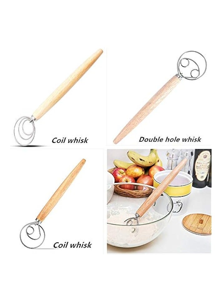 جرين تايجر خفاقة العجين الدنماركية، عبوة من 3 قطع من خفاقة العجين الدنماركية الأصلية المصنوعة من الفولاذ المقاوم للصدأ، مناسبة لتحضير الكيك والحلويات والخبز والبيتزا والمعجنات وأدوات الخبز في المطبخ - Image 2