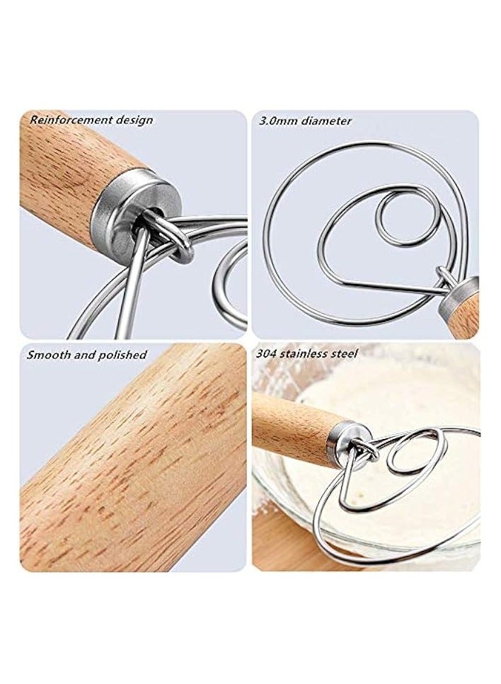 جرين تايجر خفاقة العجين الدنماركية، عبوة من 3 قطع من خفاقة العجين الدنماركية الأصلية المصنوعة من الفولاذ المقاوم للصدأ، مناسبة لتحضير الكيك والحلويات والخبز والبيتزا والمعجنات وأدوات الخبز في المطبخ - Image 3