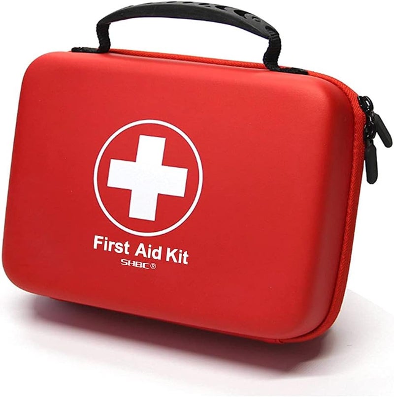 SHBC Compact First Aid Kit 228pcs Designed for Family Emergency Care Waterproof EVA Case and Bag is Ideal for The Car Home Boat School Camping Hiking Office Sports Protect Your Loved Ones Red - Image 1