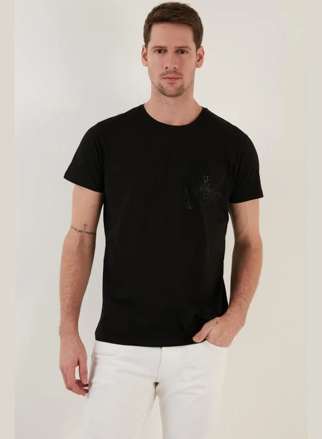 Buratti  Buratti Printed Crew Neck 100% Cotton Slim Fit T-Shirt Men's T-SHIRT 541FORYOU for Men | Best Price UAE