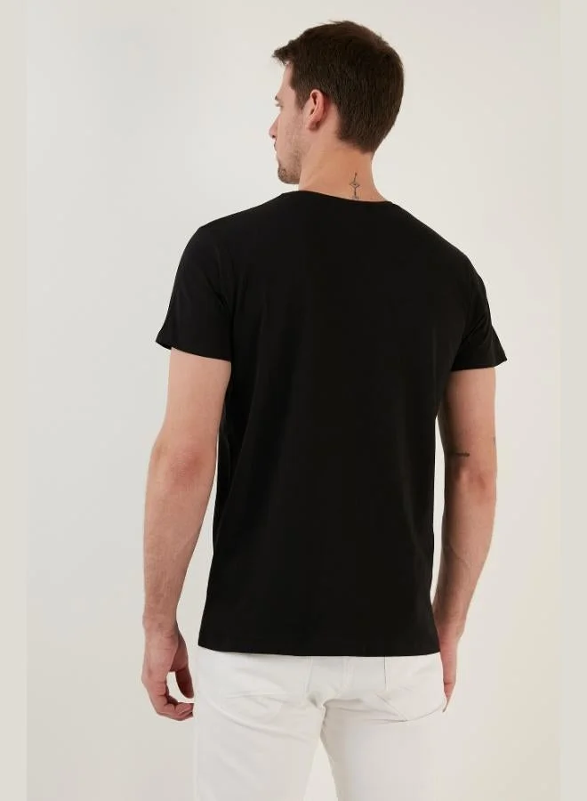 Buratti  Buratti Printed Crew Neck 100% Cotton Slim Fit T-Shirt Men's T-SHIRT 541FORYOU for Men | Best Price UAE