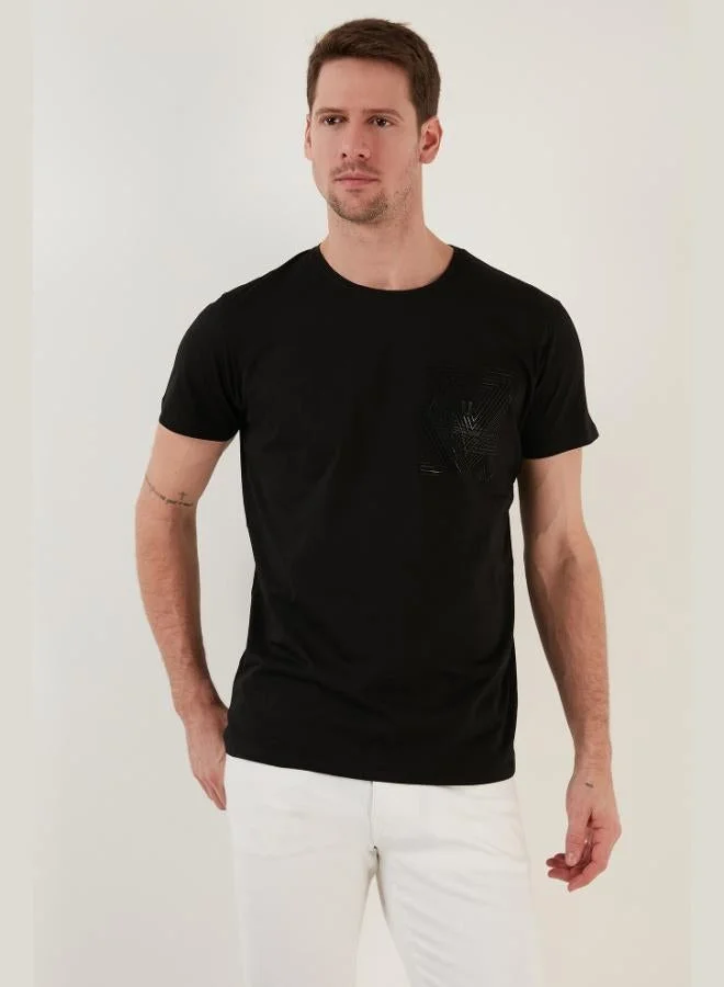 Buratti  Buratti Printed Crew Neck 100% Cotton Slim Fit T-Shirt Men's T-SHIRT 541FORYOU for Men | Best Price UAE