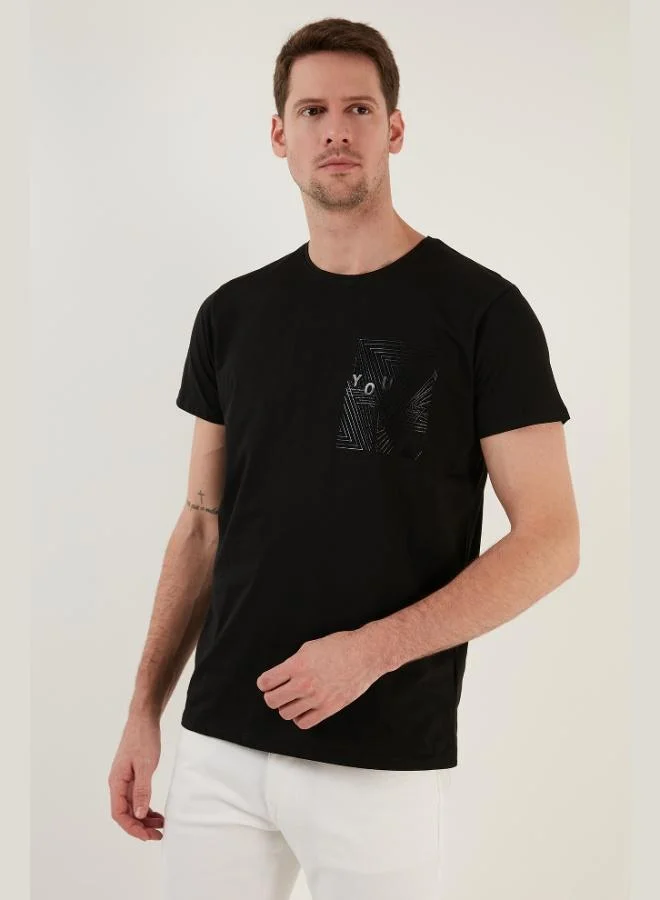 Buratti Buratti Printed Crew Neck 100% Cotton Slim Fit T-Shirt Men's T-SHIRT 541FORYOU