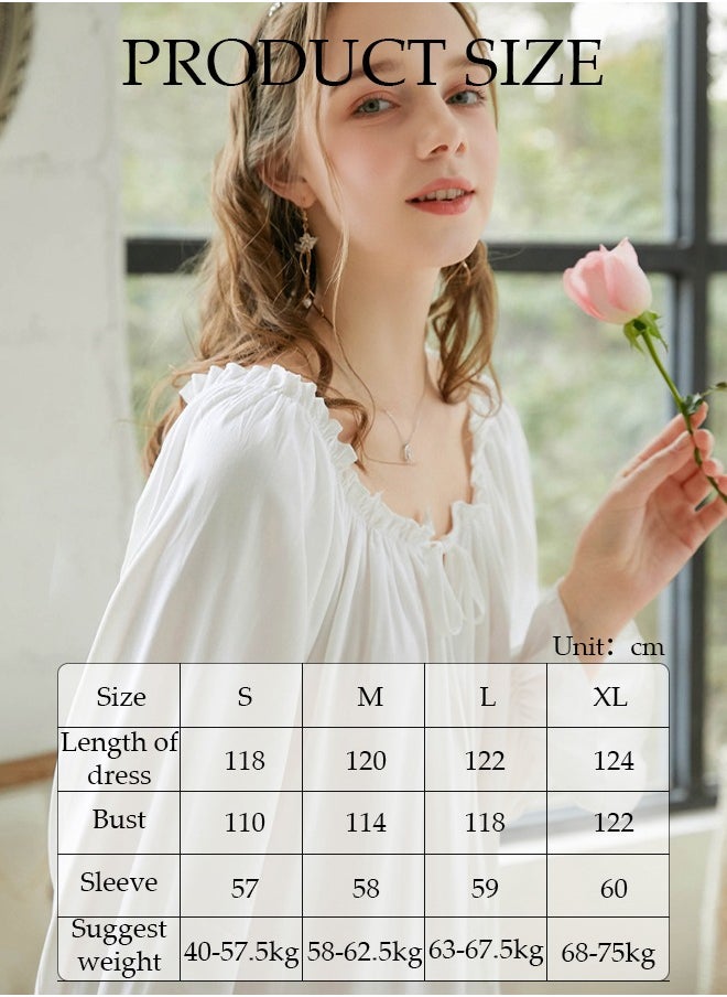 DUNISO - Women's Long Sleeve Nightgown Sweet Cotton Pajama Dress Sleepwear Girls Comfortable Round Neck Nightwear Summer Home Wear Lounge Dress - Image 1