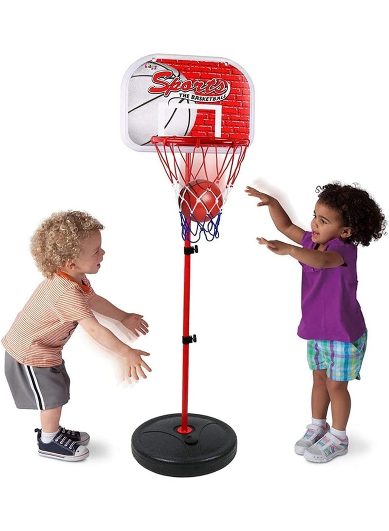 Festive Gallery سلة كرة سلة للأطفال، سلة كرة سلة للأعمار من 3-12، داخلية وخارجية، هدف كرة سلة لمجموعة ألعاب صغيرة مع كرة ومضخة للأولاد والبنات في أعمار مختلفة، ارتفاع 144 سم - Image 1