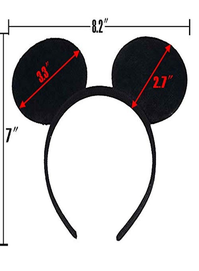 winvin Set of 24 Mouse Costume Deluxe Fabric Ears Headband White Polka Dots Bow Boys Girls Birthday Party Hairs Accessories Baby Shower Headwear Halloween Party Favors Decorations (Black Pink) - Image 4