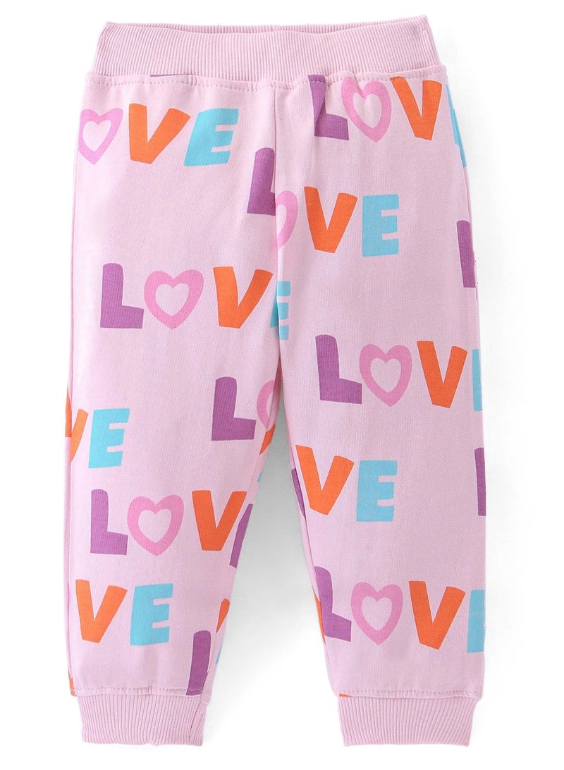 Bonfino Bonfino 100% Cotton French Terry Knit Full Drop Sleeves Sweatshirt & Pant Alphabet Print - Pink(6-24M&2-6Y)  - Image 4