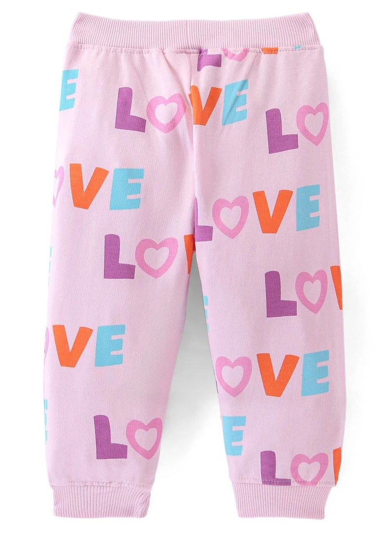 Bonfino Bonfino 100% Cotton French Terry Knit Full Drop Sleeves Sweatshirt & Pant Alphabet Print - Pink(6-24M&2-6Y)  - Image 5
