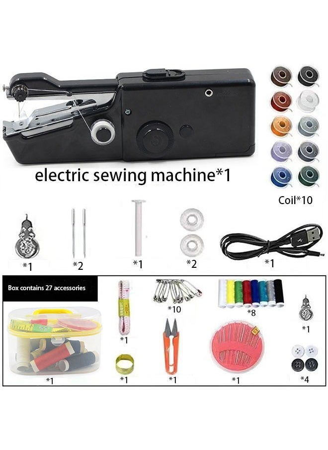 Generic - Handheld Sewing Machine, Portable Electric Stitching Tool, Battery Powered USB Sewing Machine for Home, Travel, Quick Repairs & DIY Crafts (Black) - Image 1