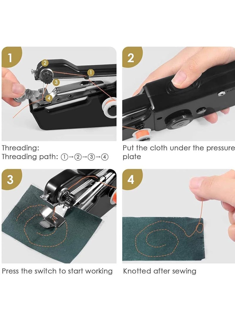 Generic - Handheld Sewing Machine, Portable Electric Stitching Tool, Battery Powered USB Sewing Machine for Home, Travel, Quick Repairs & DIY Crafts (Black) - Image 1