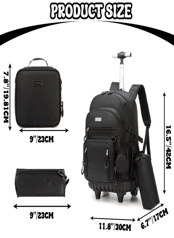 Meetbelify Rolling Backpack for Girls Boys Backpacks with Wheels Kids Carry on Luggage for Girls Boys, Girl Black - Image 2