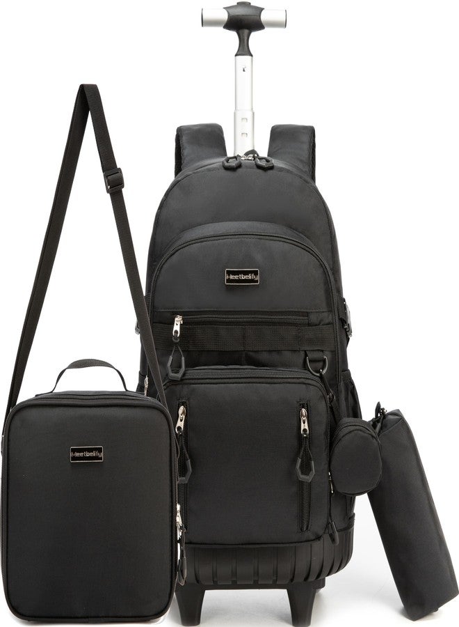 Meetbelify Rolling Backpack for Girls Boys Backpacks with Wheels Kids Carry on Luggage for Girls Boys, Girl Black - Image 1