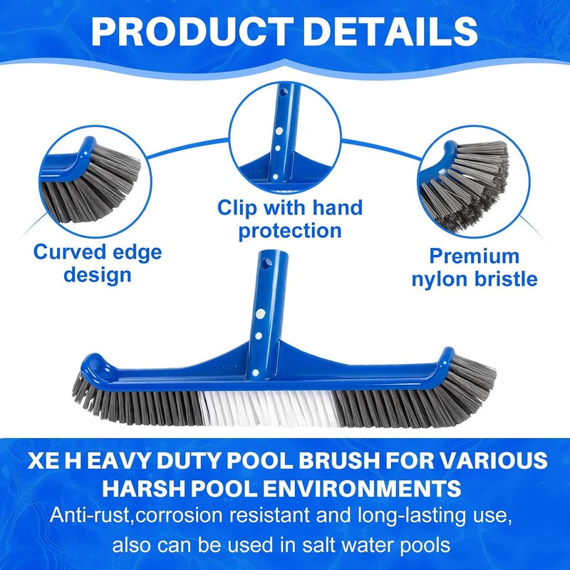 Tioncy 3 Pcs Pool Cleaning Kit Manual Pool Vacuum Head with Bottom Brushes, Large Brush and Skimmer Net Fine Mesh for Above Ground In-ground Ponds Spas Hot Tubs - Image 4