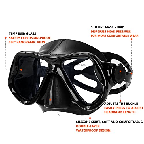 DIPUKI Snorkeling Gear for Adults Snorkel mask Set Scuba Diving mask Dry Snorkel Swimming Glasses Swim Dive mask Nose Cover Youth Diving (Black+Pink（2 Pack）) - Image 4