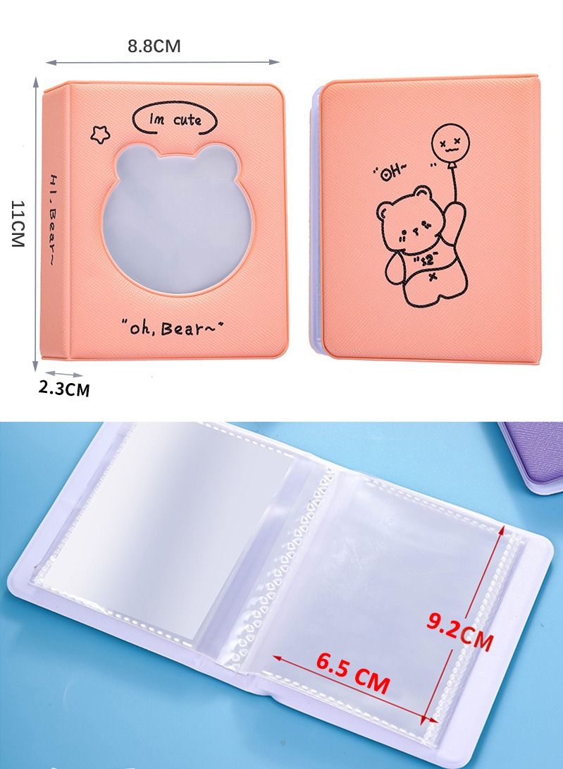 3 Inch Mini Photo Album Kpop Photocard Binder, Cute Bear Hollow Holder Book, Business Card Book Holder, 16 Pages 32 Pockets, White  - Image 3