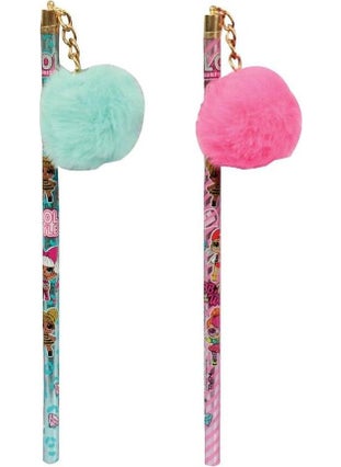 L.O.L. SURPRISE! Pencil with Pompom 2 Pieces Licensed Original Pencil Girl Character Pencil  - Image 1