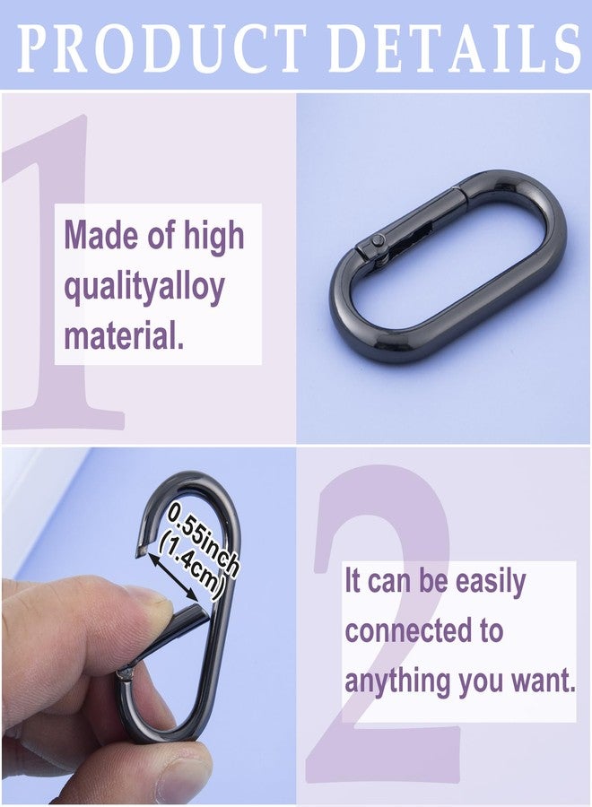 Lekgavd 3pcs Spring O Ring Carabiner Clips, 1.97 × 0.94 Inch Oval Metal Opening Keyring Clip, Heavy Duty Keychains Buckle Clasp for Purse, Bag Straps, Belts - Black - Image 3