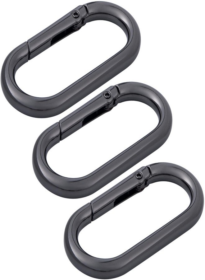 Lekgavd 3pcs Spring O Ring Carabiner Clips, 1.97 × 0.94 Inch Oval Metal Opening Keyring Clip, Heavy Duty Keychains Buckle Clasp for Purse, Bag Straps, Belts - Black - Image 1