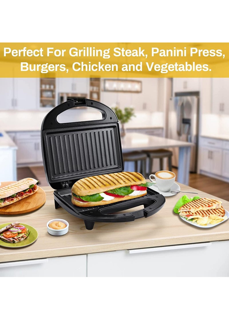 KLIKON 750 واط جهاز ضغط بانيني كهربائي لشريحتين صانع ساندويتش الإفطار 750 واط مع بخاخ ملابس محمول يدوي سعة 270 مل 1300 واط KGT-810 + KGS-311 - Image 3