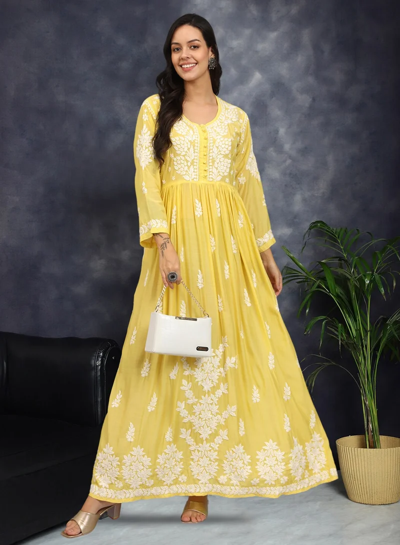 Alaya Hand Embroidered Chikankari Muslin Jalabiya-AL4017