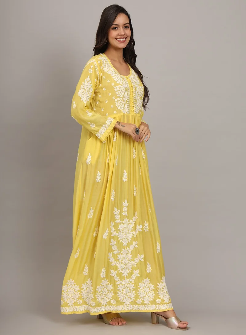 Alaya Hand Embroidered Chikankari Muslin Jalabiya-AL4017