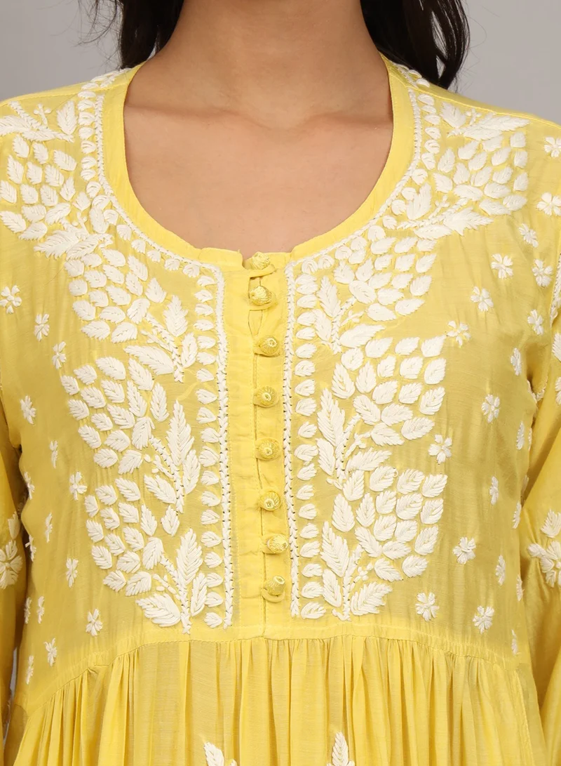 Alaya Hand Embroidered Chikankari Muslin Jalabiya-AL4017