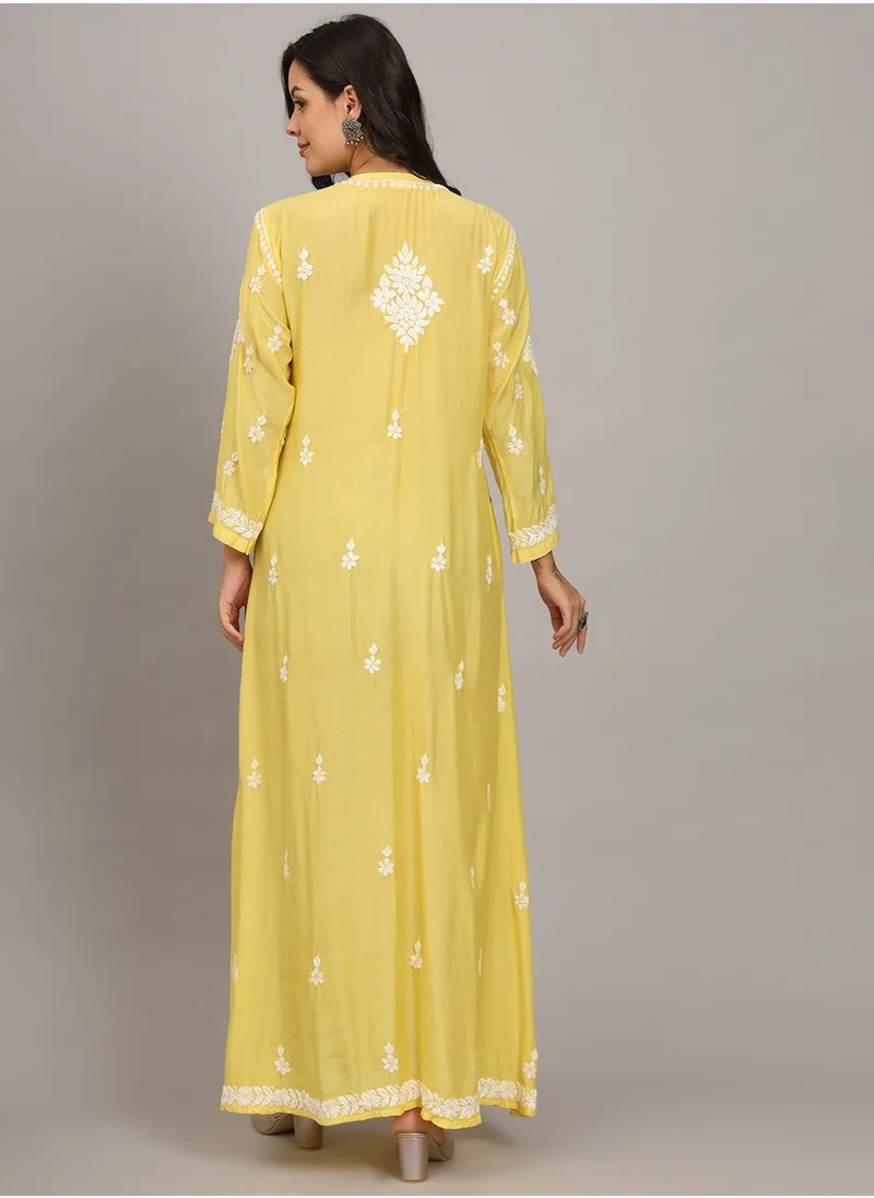 Alaya Hand Embroidered Chikankari Muslin Jalabiya-AL4017