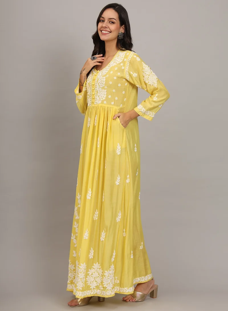 Alaya Hand Embroidered Chikankari Muslin Jalabiya-AL4017