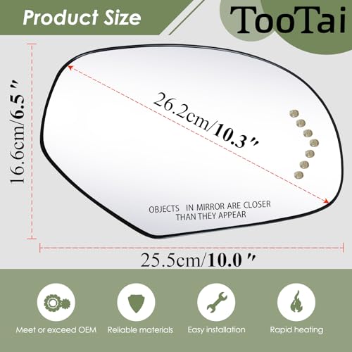 Tootai Passenger Side Replacement Mirror Glass compatible with Cadillac & GMC vehicles - 2007-2008 Escalade, ESV, EXT | Sierra 1500/2500HD, Yukon/Yukon XL 1500, Turn Signal, RH, 15886196 - Image 5