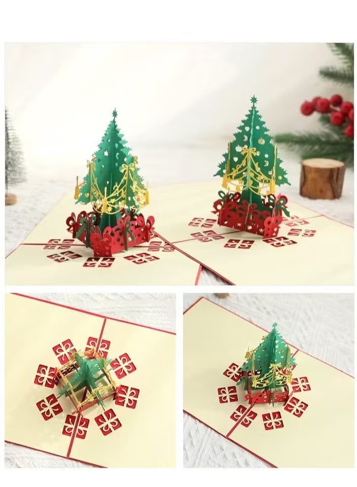 Pop Up Christmas Greeting Card ，Christmas Tree Design, Handmade 3D Popup 3D Winter Holiday Card Gift for Christmas Winter and New Year (Christmas tree) - Image 2