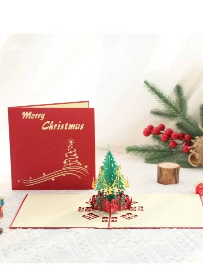 Pop Up Christmas Greeting Card ，Christmas Tree Design, Handmade 3D Popup 3D Winter Holiday Card Gift for Christmas Winter and New Year (Christmas tree) - Image 3
