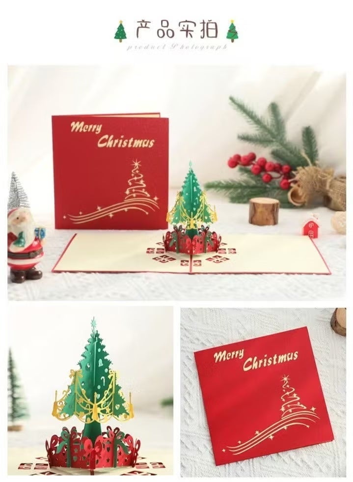 Pop Up Christmas Greeting Card ，Christmas Tree Design, Handmade 3D Popup 3D Winter Holiday Card Gift for Christmas Winter and New Year (Christmas tree) - Image 4