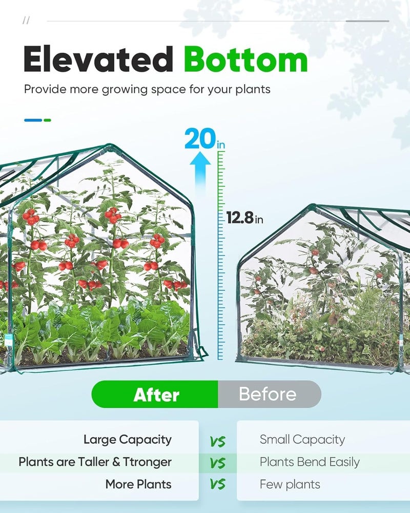 Quictent Mini Greenhouse, Portable Quick-Setup Small Tabletop Waterproof UV Protected PVC Cover Shelter for Outdoors/Indoors W/ Raised Base for Garden Plant Seed Starting, 71"x36"x36" Clear - Image 3
