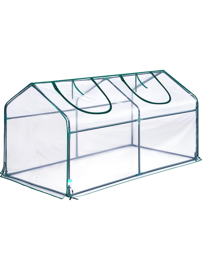 Quictent Mini Greenhouse, Portable Quick-Setup Small Tabletop Waterproof UV Protected PVC Cover Shelter for Outdoors/Indoors W/ Raised Base for Garden Plant Seed Starting, 71"x36"x36" Clear - Image 1