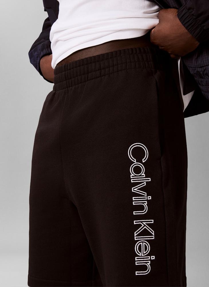 CALVIN KLEIN Embroidered Cotton Terry Shorts - Image 3
