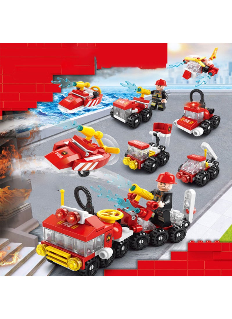 Educational blocks toy for children in the form of a fire truck 6 in 1 