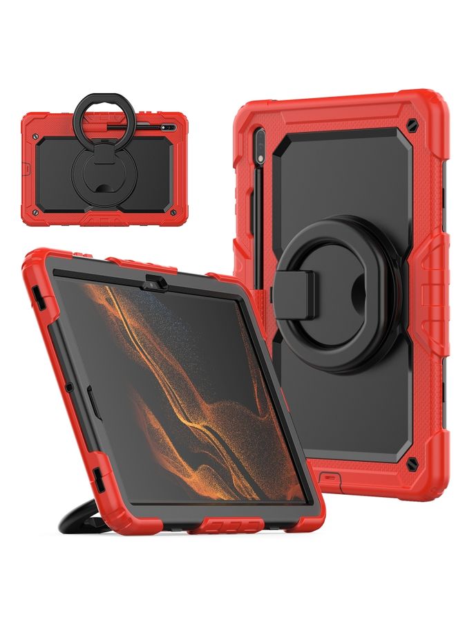 HuHa Case Cover For Samsung Galaxy Tab S8+ / S7+ Bracelet Holder Silicone + PC Tablet Case Red 