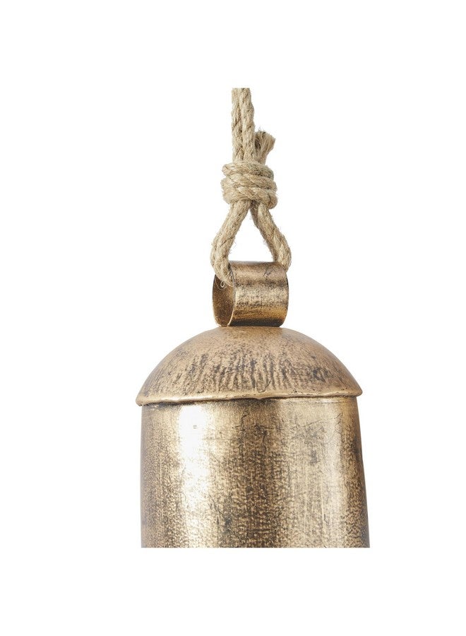 ديكو 79 أجراس بقرة عملاقة مزخرفة مستوحاة من التبت من مجموعة Deco 79 Gold Metal مع حبل معلق من الجوت، مجموعة من 3 قطع بارتفاع 10 بوصات و8 بوصات و6 بوصات - أسطوانية - Image 3