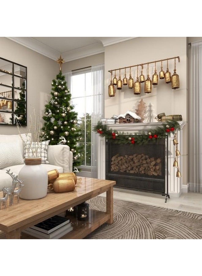 ديكو 79 أجراس بقرة عملاقة مزخرفة مستوحاة من التبت من مجموعة Deco 79 Gold Metal مع حبل معلق من الجوت، مجموعة من 3 قطع بارتفاع 10 بوصات و8 بوصات و6 بوصات - أسطوانية - Image 5