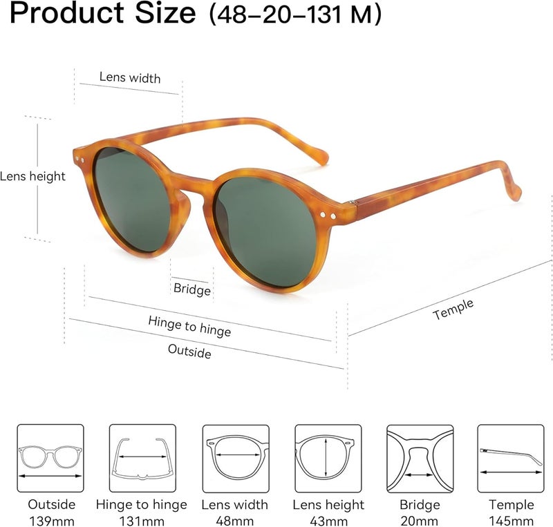 ZENOTTIC Polarized Round Sunglasses, Stylish Small Sunglasses for Men and Women Retro Classic, Multi-Style Selection - Image 5