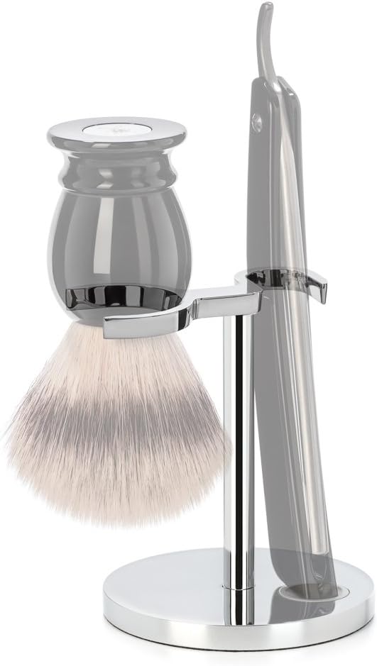 MHLE Universal safety razor and shaving brush stand for double edge safety razors and shaving brushes sustainable ecofriendly and reusable chrome - Image 3