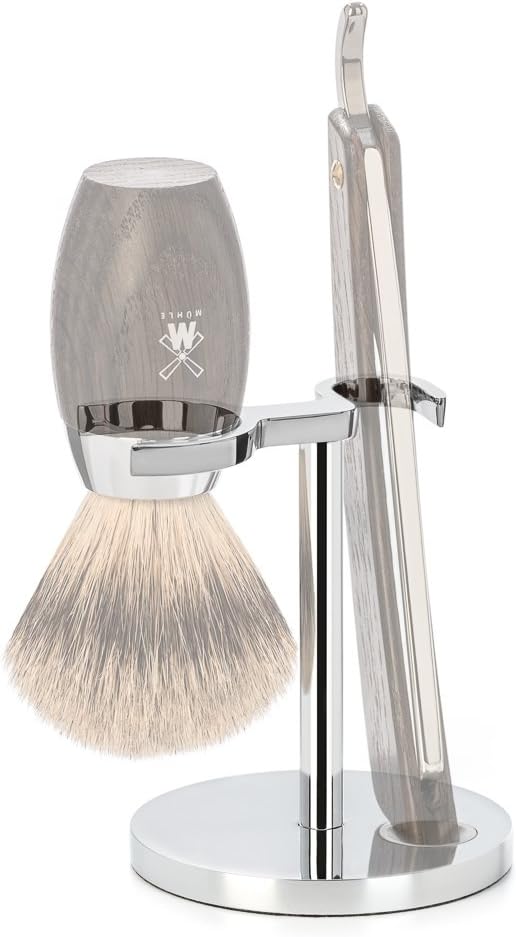 MHLE Universal safety razor and shaving brush stand for double edge safety razors and shaving brushes sustainable ecofriendly and reusable chrome - Image 4