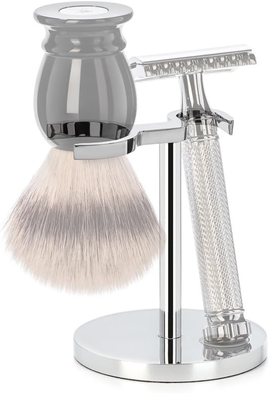 MHLE Universal safety razor and shaving brush stand for double edge safety razors and shaving brushes sustainable ecofriendly and reusable chrome - Image 2