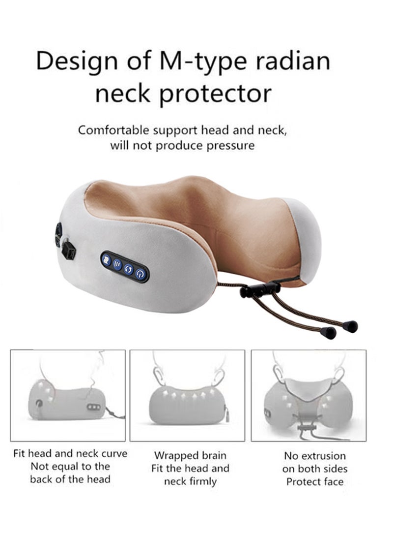 Arabest Pillow Memory Foam U Shaped Neck Pillow,Electric U-Shaped Cervical Massage Pillow, USB Charging Intelligent Neck Massager for Traveling Work - Image 2