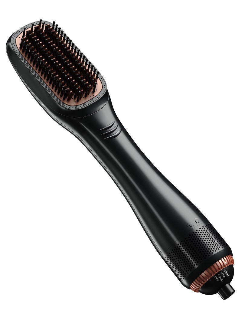 GloCurlX 1200 Watt Hair Dryer Brush Ceramic Dryer and Styler 2 In 1 Professional Black/Beige - Image 1