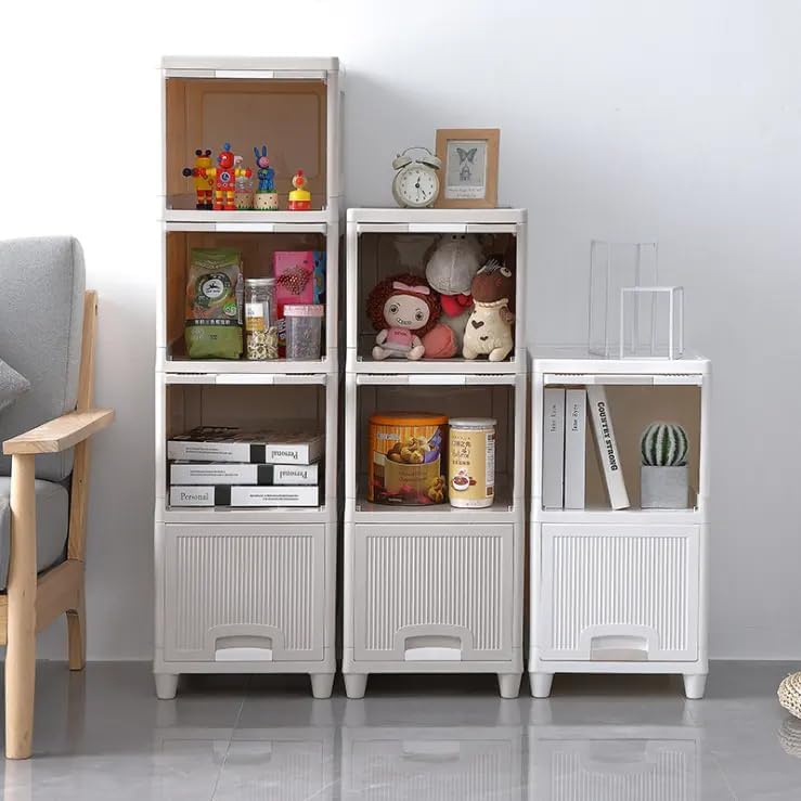 Ashlas Plastic Storage Bins with Drawers Foldable Stackable Storage Bins with Lids Closet Craft Organizers and Storage Plastic Drawer 4 Layer Cabinet Grey Color - Image 2